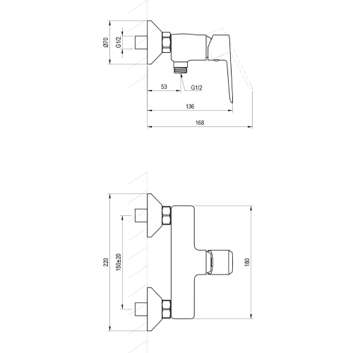 Ravak Смеситель для душа без лейки LF 032.20BL, черный Ravak Смеситель для душа без лейки LF 032.20BL, черный