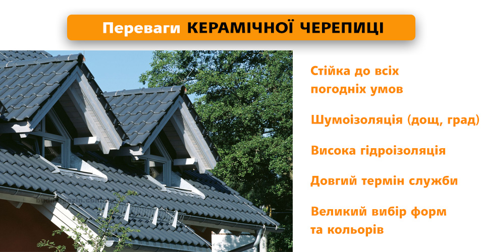 Переваги керамічна черепиця форма покриття виробники ціна