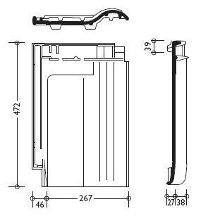 черепиця Braas Rubin 9V схема, розміри, креслення