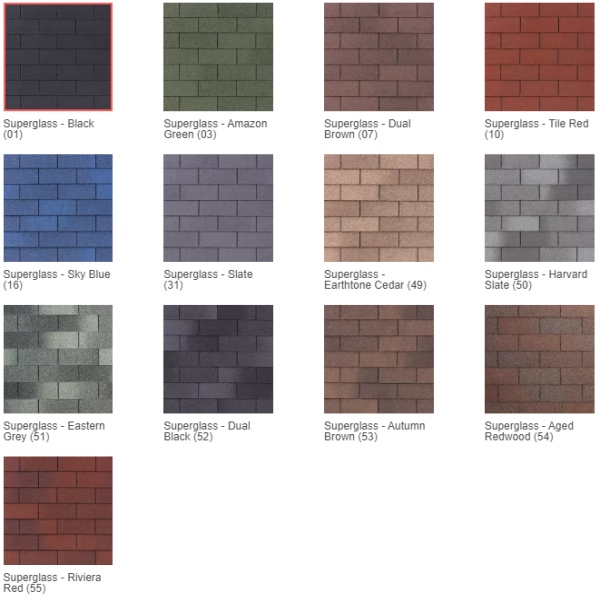 Колірна гама бітумної черепиці IKO Superglass 3T
