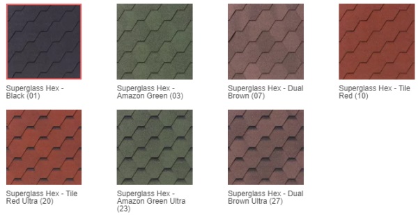 Цветовая гамма битумной черепицы IKO Superglass Hex