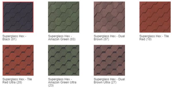 Колірна гамма бітумної черепиці IKO Superglass Hex