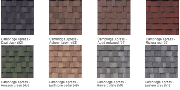Цветовая гамма битумной черепицы IKO Cambridge Xpress