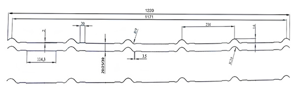 Схема и размеры металлочерепицы Nefrit Польша