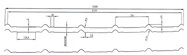 Схема и размеры металлочерепицы Nefrit Корея