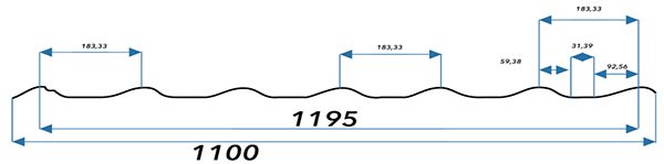 Схема та розмір металочерепиці Topaz метал Україна