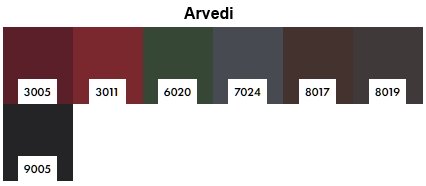 Цветовая палитра металл сайдинга корабельная доска Arvedi