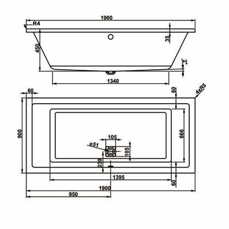 Схема акрилової ванни Cavallo