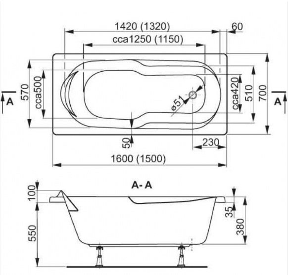 Схема ванни Vagnerplast Nymfa