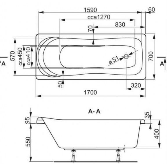 Схема акрилової ванни Penelope