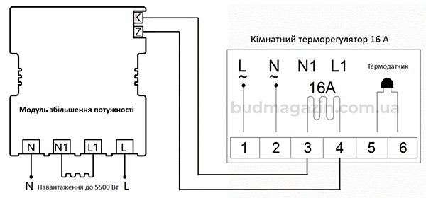 модуль увеличения мощности терморегулятора схема подключения
