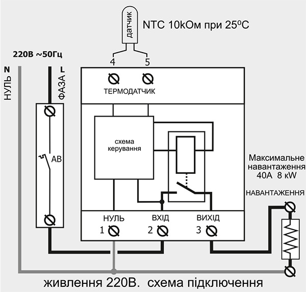 схема підключення терморегулятора Flex TDU1