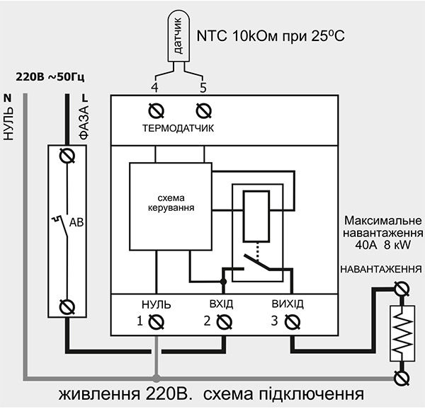 схема підключення терморегулятора Flex TDU1