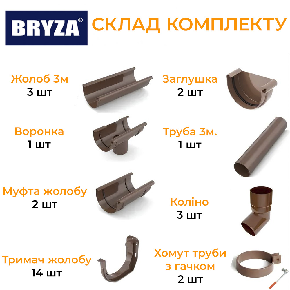 Что входит в комлект водостока Bryza
