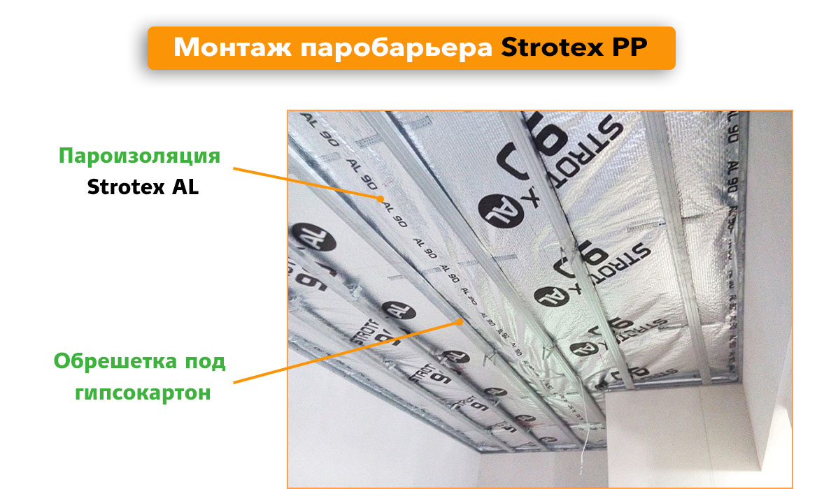 Монтаж пароизоляции Стротекс AL 150