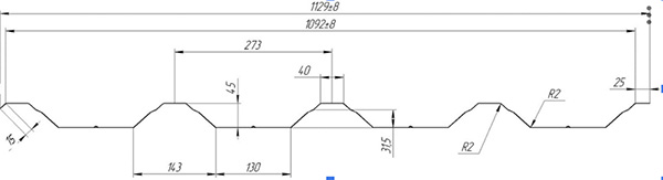 Профнастил ПС-45 Схема, размеры