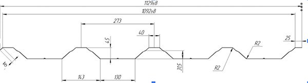 Профнастил ПС-45 Схема, размеры