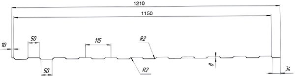 Профнастил ПС-8 Схема, размеры